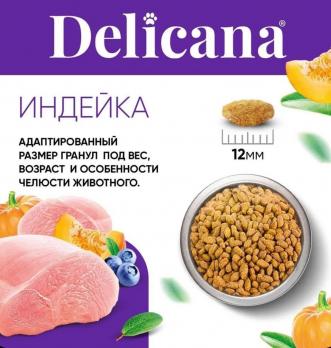 Сухой полнорационный корм Delicana для стерилизованных кошек с индейкой