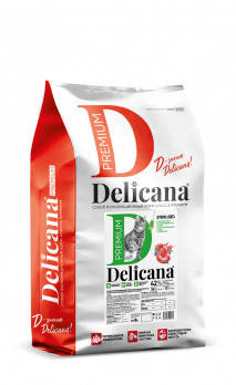 Сухой полнорационный корм Delicana для стерилизованных кошек с ягненком