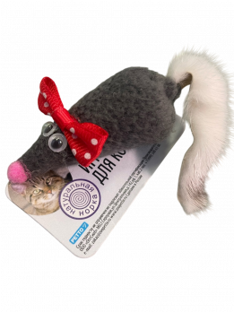 Игрушка для Кошек "Мышь-милаха серая с норковым хвостом" МИККИ GoSi