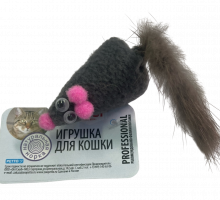 Игрушка для Кошек "Мышь-милаха серая с норковым хвостом" GoSi